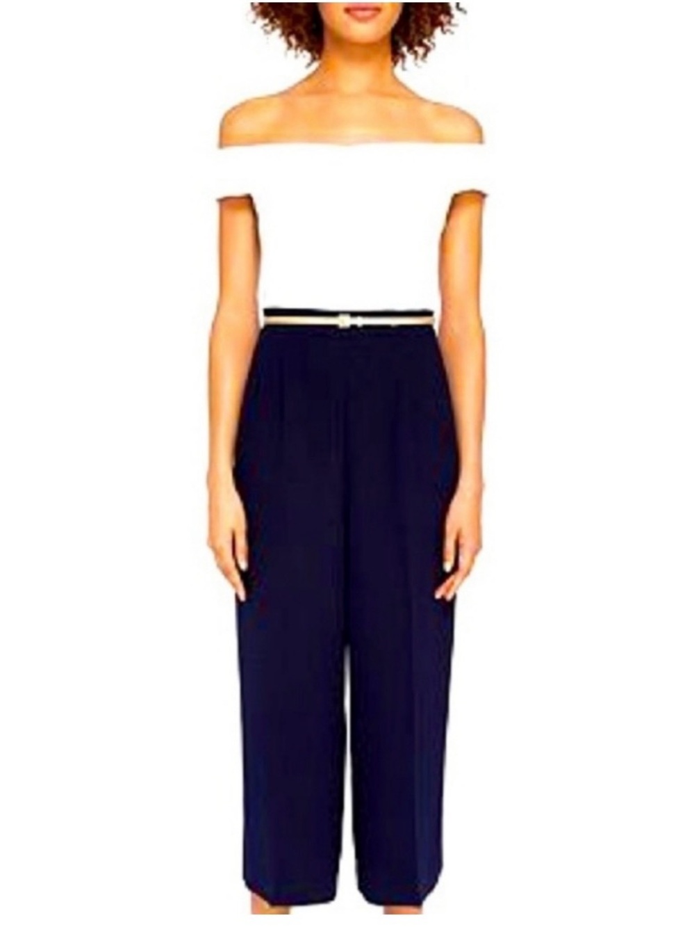 Ted Baker Navy Off-the-shoulder jumpsuit with Slim Belt